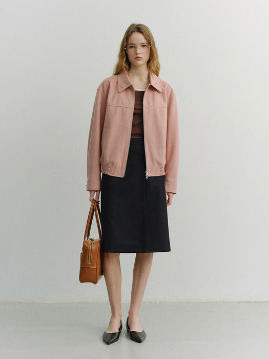 [dunst] UNISEX ALTER-SUEDE COLLARED BLOUSON SOFT PINK_UDJU6A107P1
