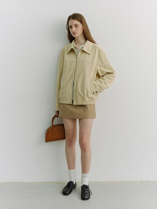 [dunst] UNISEX ALTER-SUEDE COLLARED BLOUSON CREAM_UDJU6A107CR