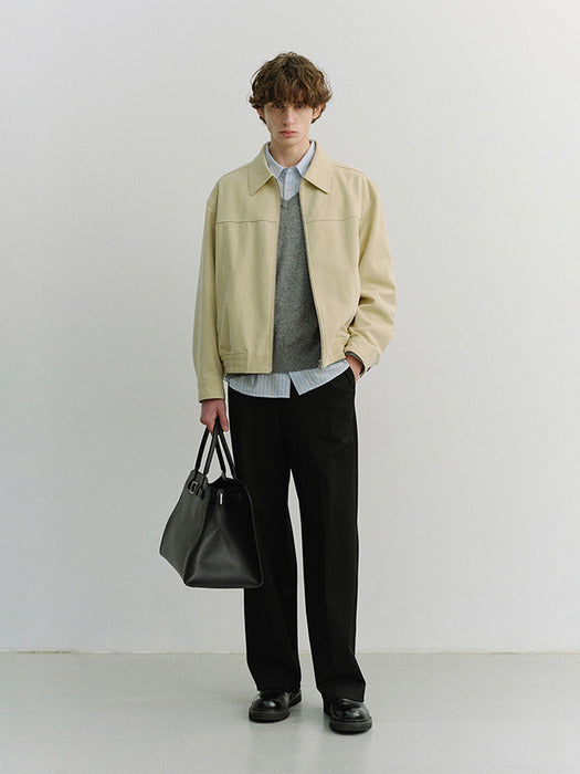 [dunst] UNISEX ALTER-SUEDE COLLARED BLOUSON CREAM_UDJU6A107CR
