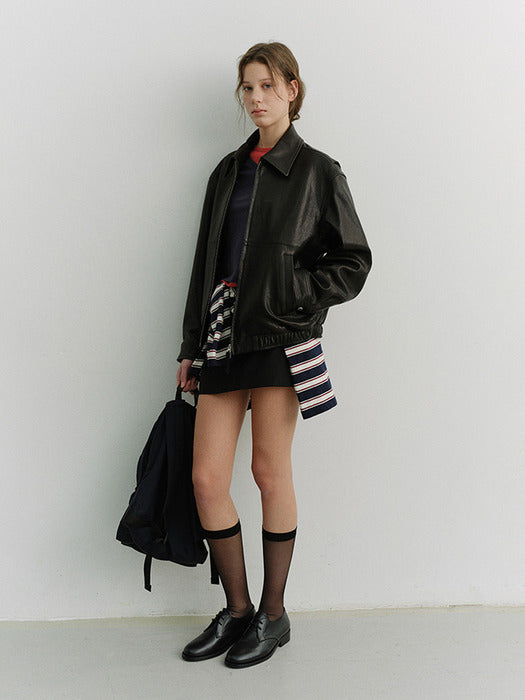 [dunst] UNISEX DRIZZLER LEATHER JACKET BLACK_UDJU6A105BK