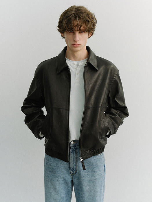 [dunst] UNISEX DRIZZLER LEATHER JACKET BLACK_UDJU6A105BK