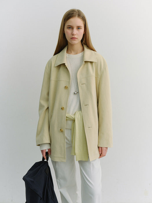 [dunst] UNISEX ALTER-SUEDE HALF JACKET CREAM BEIGE_UDJA6A106CR