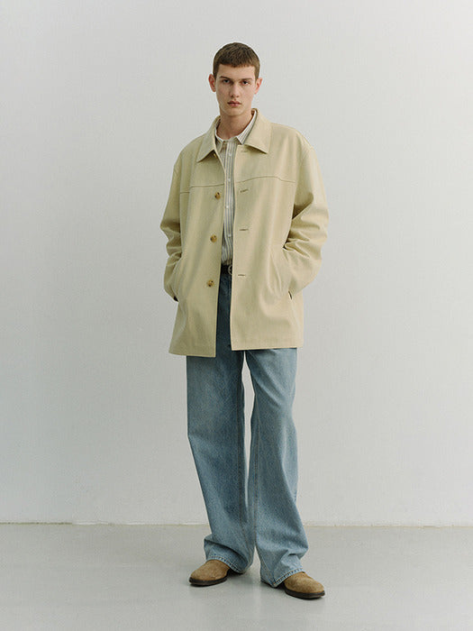 [dunst] UNISEX ALTER-SUEDE HALF JACKET CREAM BEIGE_UDJA6A106CR