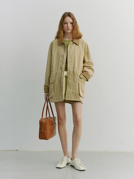 [dunst] UNISEX COTTON CHORE JACKET BEIGE_UDJA6A101I2