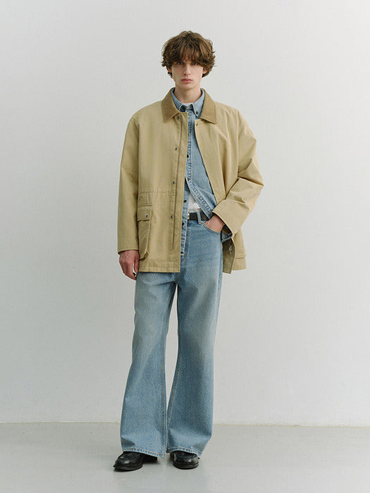 [dunst] UNISEX COTTON CHORE JACKET BEIGE_UDJA6A101I2