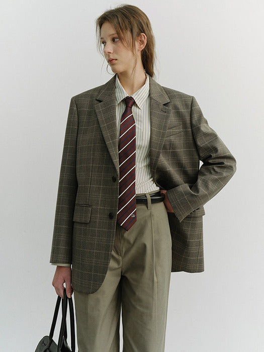 [dunst] UNISEX 2 BUTTON WOOL BLAZER GREY CHECK_UDJA6A102G2