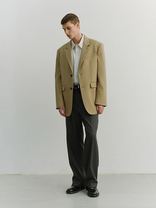Dunst Unisex 2 Button Wool Blazer Beige