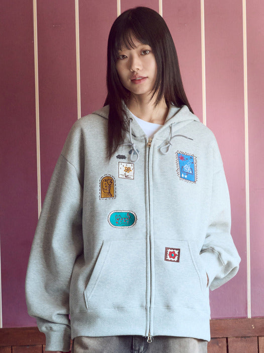 [ambler] Frame story Hoodie Zip-Up Jacket Azip805 (Melange)