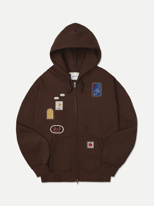 [ambler] Frame story Hoodie Zip-Up Jacket AZIP805 (Brown)