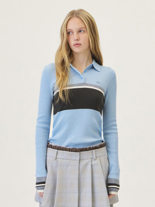 Grove 26Ps Velin Collar Knit (Light Blue)