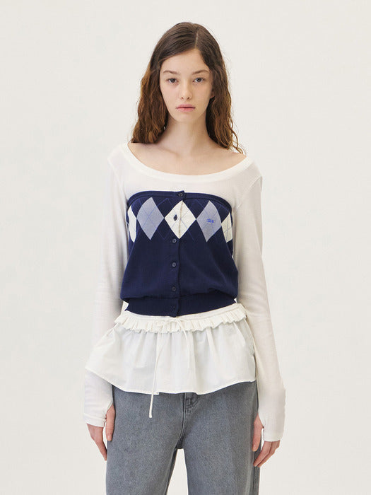 Grove 26Ps Veni Argyle Tube Top (Navy)
