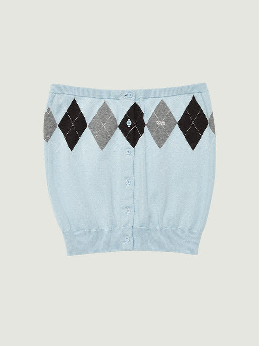 [grove] 26Ps Veni Argyle Tube Top (Light Blue)