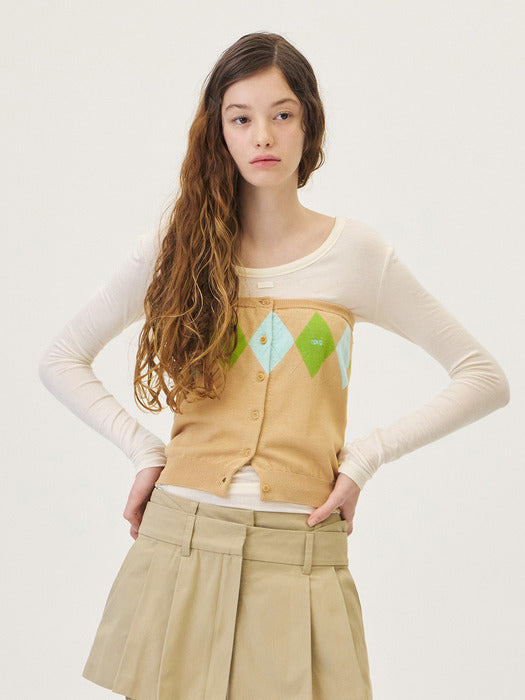 Grove 26Ps Veni Argyle Tube Top (Beige)