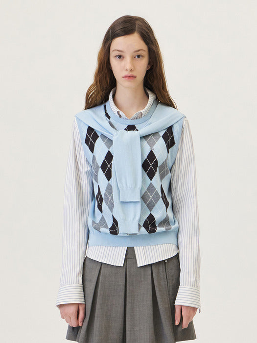 Grove 26Ps Veni Argyle Vest (Light Blue)
