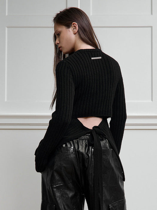 Wconcept_Treemingbird Backless Knit Pullover [ Black ]