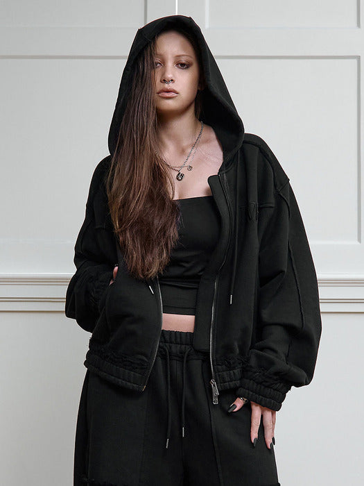 Wconcept_Treemingbird Cut-Out Set-up Sweat Jumper [ Black ]
