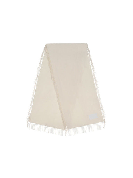 Wconcept_Treemingbird Fringed Cashmere Muffler [ Ivory ]