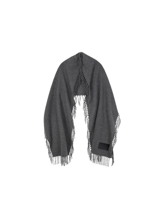 Wconcept_Treemingbird Fringed Cashmere Muffler [ Gray ]
