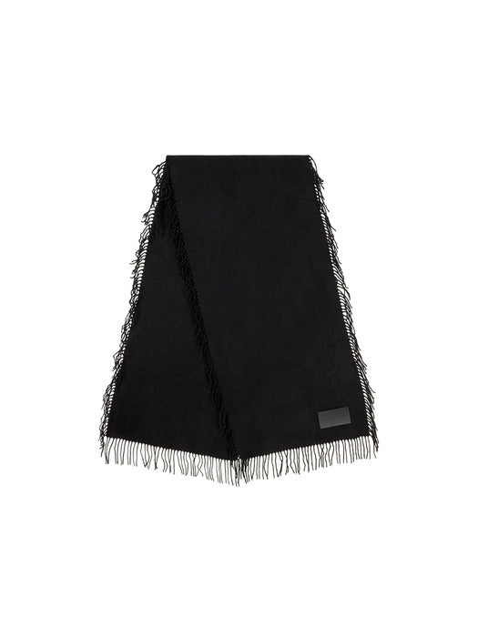 Wconcept_Treemingbird Fringed Cashmere Muffler [ Black ]