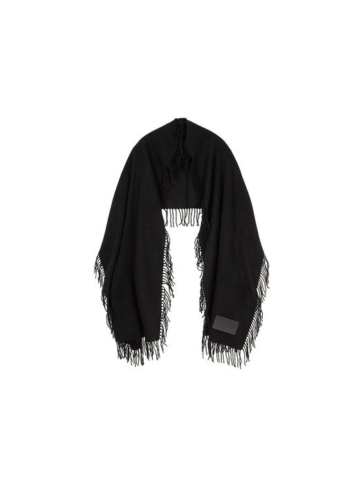 Wconcept_Treemingbird Fringed Cashmere Muffler [ Black ]