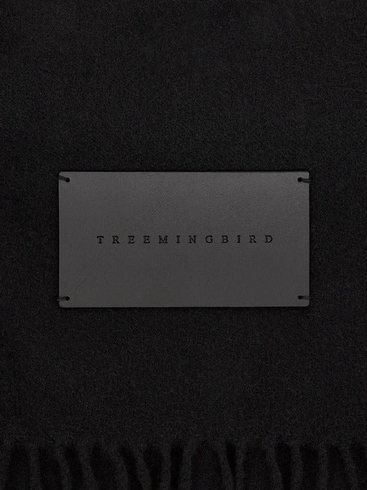 Wconcept_Treemingbird Fringed Cashmere Muffler [ Black ]