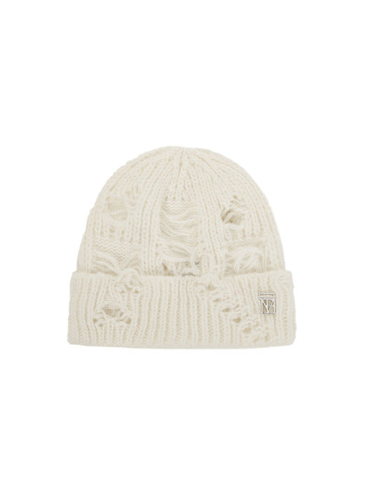 Wconcept_Treemingbird Distressed Knit Beanie [ Ivory ]