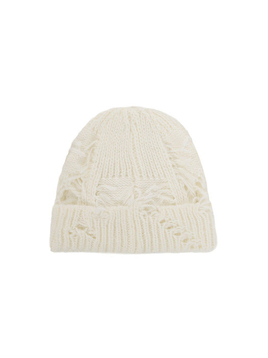 Wconcept_Treemingbird Distressed Knit Beanie [ Ivory ]