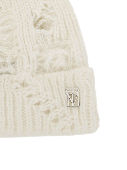 Wconcept_Treemingbird Distressed Knit Beanie [ Ivory ]