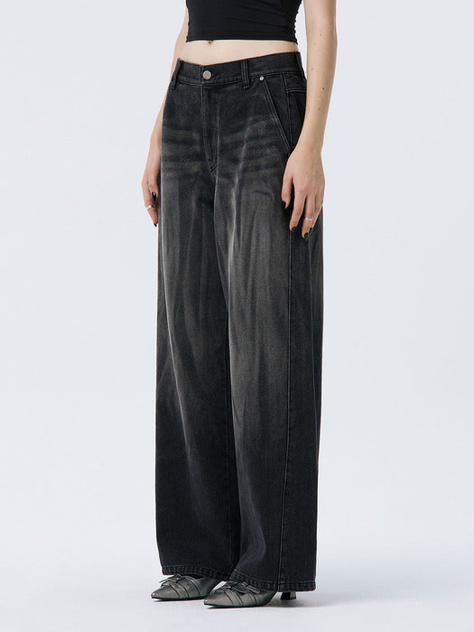Wconcept_Treemingbird Brushed Denim Pants [ Black ]