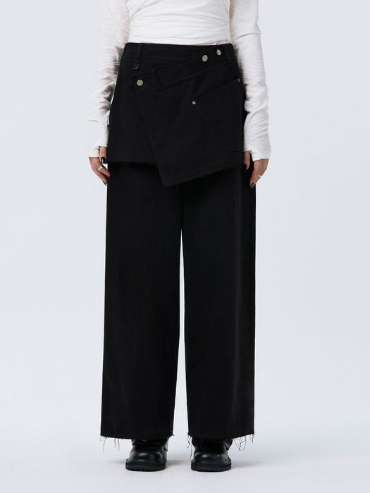 Wconcept_Treemingbird Wrap Skirt Overlay Pants [ Charcoal ]