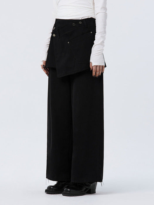 Wconcept_Treemingbird Wrap Skirt Overlay Pants [ Charcoal ]