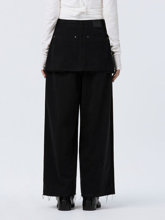 Wconcept_Treemingbird Wrap Skirt Overlay Pants [ Charcoal ]