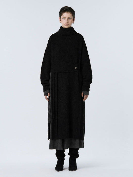 Wconcept_Treemingbird Turtleneck Knit One-piece [ Black ]