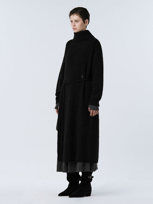 Wconcept_Treemingbird Turtleneck Knit One-piece [ Black ]