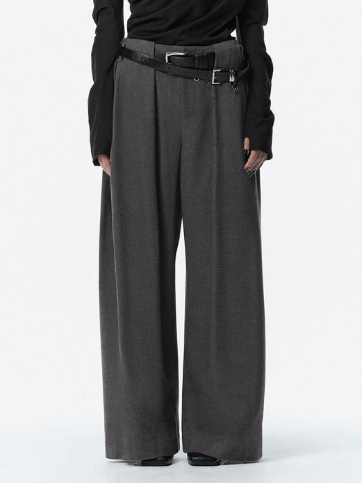 Wconcept_Treemingbird Wide Wool Tuck Slacks [ Gray ]