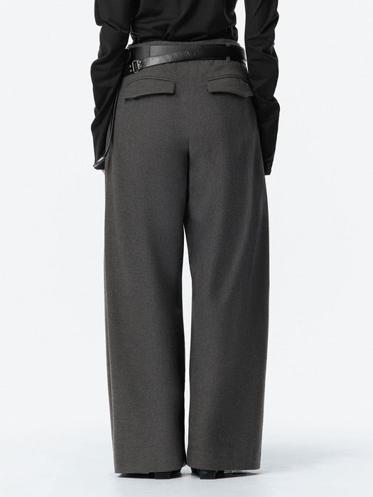 Wconcept_Treemingbird Wide Wool Tuck Slacks [ Gray ]