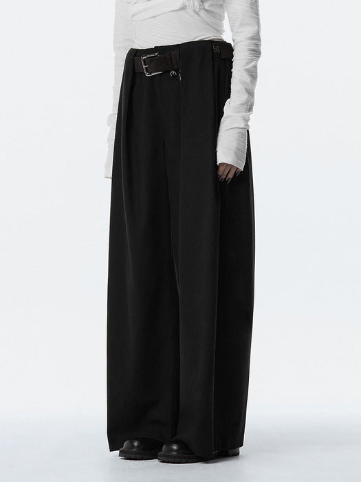 Wconcept_Treemingbird Wide Wool Tuck Slacks [ Black ]