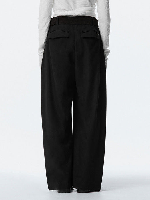 Wconcept_Treemingbird Wide Wool Tuck Slacks [ Black ]