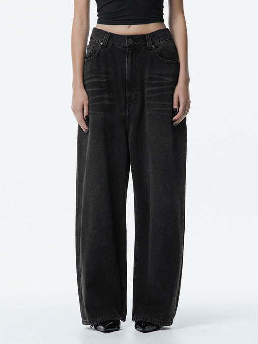 Wconcept_Treemingbird Side Washed Denim Pants [ Black ]