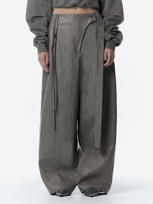 Wconcept_Treemingbird Strap Leather Pants [ Gray ]