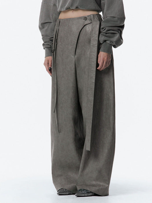 Wconcept_Treemingbird Strap Leather Pants [ Gray ]