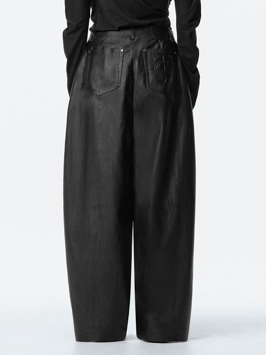 Wconcept_Treemingbird Strap Leather Pants [ Black ]