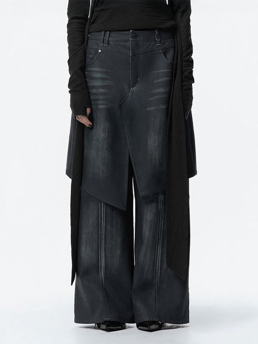 Wconcept_Treemingbird Layered Skirt Pants [ Navy ]