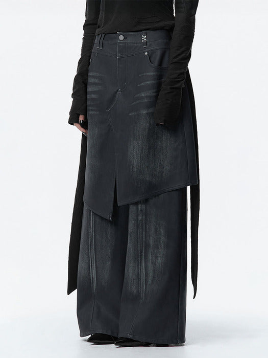 Wconcept_Treemingbird Layered Skirt Pants [ Navy ]