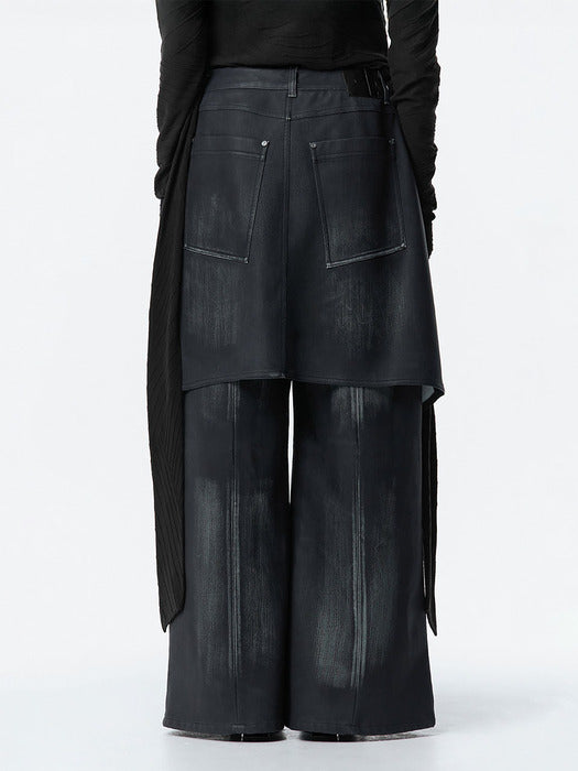Wconcept_Treemingbird Layered Skirt Pants [ Navy ]
