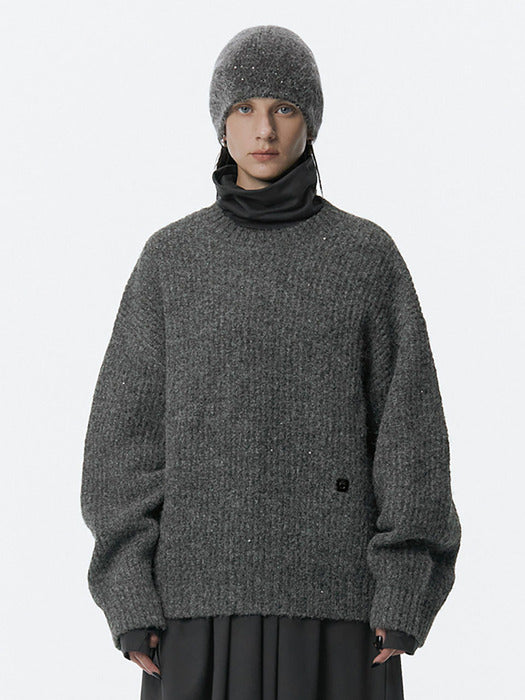 Wconcept_Treemingbird Spangle Knit Pullover [ Gray ]