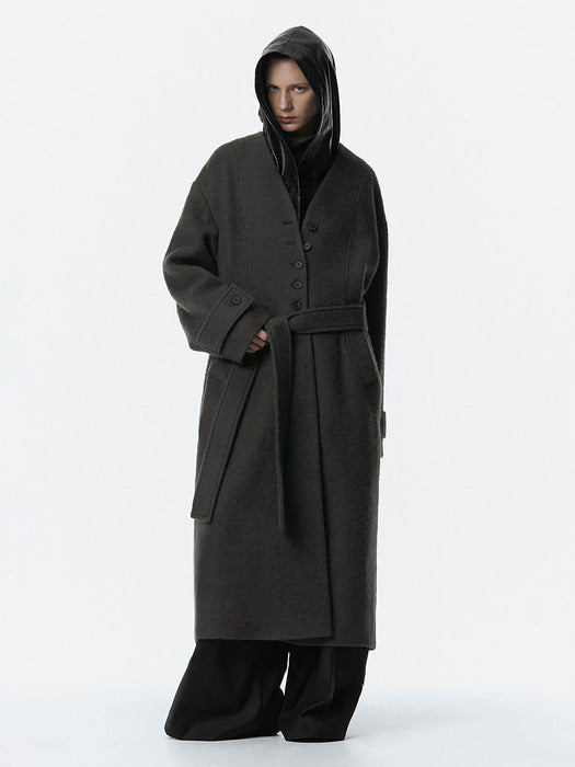 Wconcept_Treemingbird Boucle Wool Long Coat [ Gray ]
