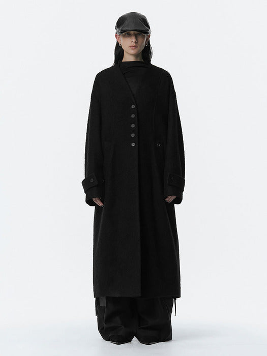 Wconcept_Treemingbird Boucle Wool Long Coat [ Black ]