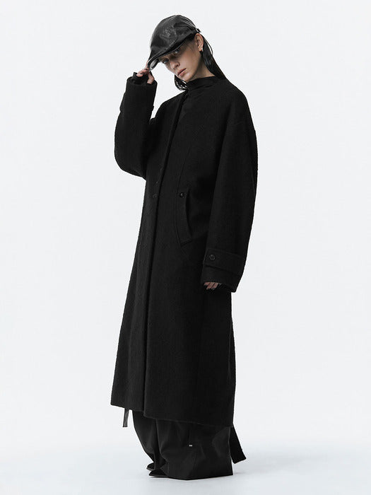 Wconcept_Treemingbird Boucle Wool Long Coat [ Black ]