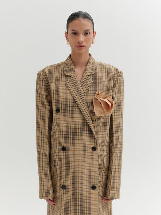 Eenk Double-Breasted Tailored Coat - Beige
